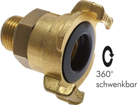 Exemplary representation: Garden hose quick coupling with male thread, brass