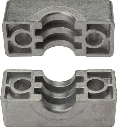 Exemplary representation: Pair of pipe clamp clamping jaws, light series, aluminium