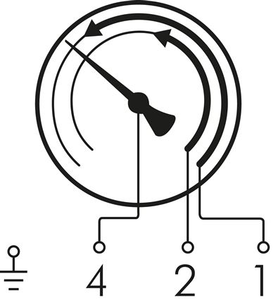 Schematický symbol: Dvojnásobný kontakt c. 11: 1. a 2. kontakt se uzavírá pri prekrocení príslušné požadované hodnoty